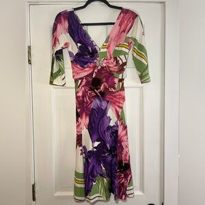 ROBERTO CAVALLI • FLORAL W. SNAKE MIDI DRESS • GUC
